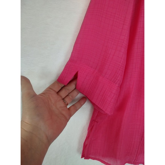 Additions by Chico's Pink Button Down 3/4 Sleeve Top Career, Size 2 Large - Picture 6 of 9